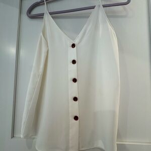 LOFT off White Sleeve less Buttoned Camisole Top